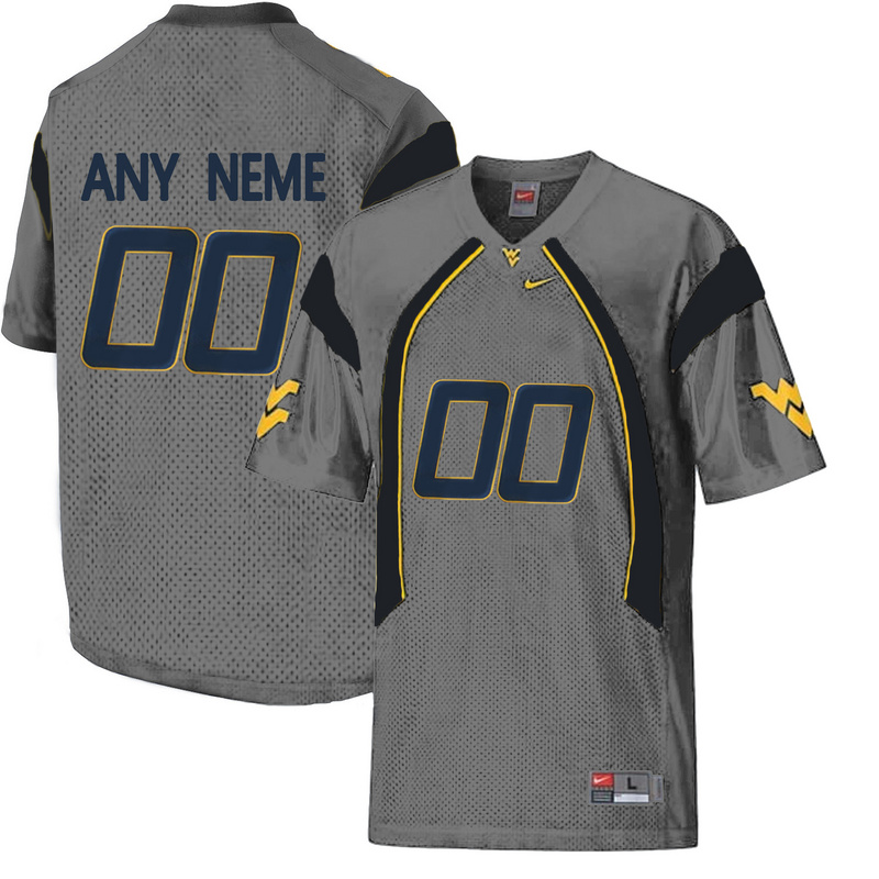 West Virginia Mountaineers Customized College Football Mesh Jersey Grey
